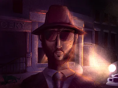 1920' Mindnight Street art brush citylights dark design drawing grain illustration lights night noise procreate procreateapp shadows street vintage