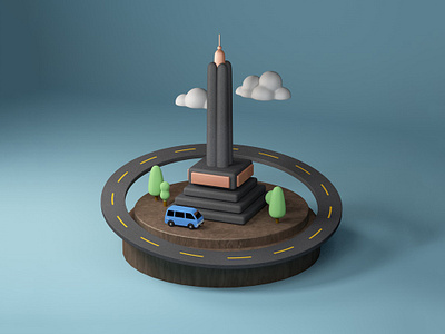 Tugu Malang 3d c4d cinema 4d cinema4d city icon design icon illustration malang ui