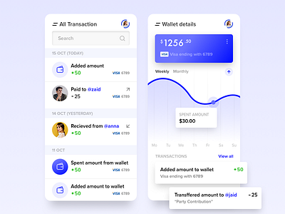 Wallet System Hybrid App 💵 add design android app dashboard hybrid hybrid app icons ios mobile mobile app product design profile statistics stats ui ux wallet wallet system web design webkul