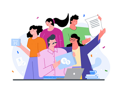 Teamwork adobe customers design designer finance happy illustraion illustrator office pack people procurement sales team teamwork vector vectorart vectorartwork website workplace