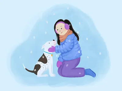 Snow Day character dog illustration people procreate procreate art snow