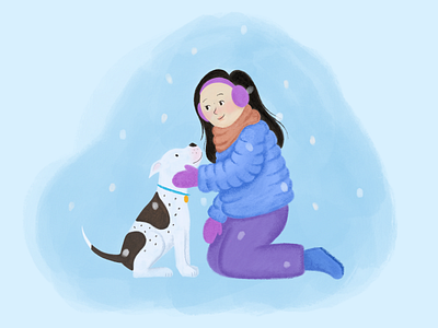 Snow Day character dog illustration people procreate procreate art snow