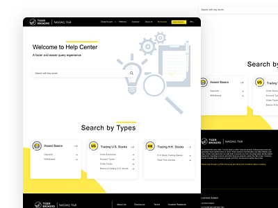Tiger_Brokers Search Results contact us design fintech flat global help center search illustration search page ui ux web website