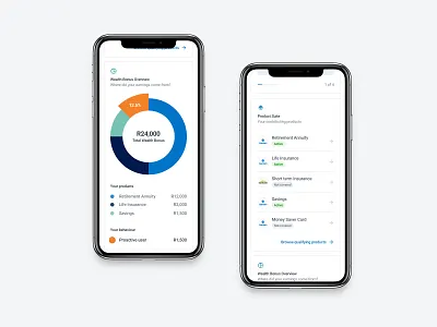 Wealth Bonus Dashboard Qualifying Products clean dashboard design finance fintech graphic insurance list mobile product design products ui