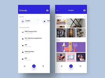 Cloud Storage Mobile App UI android app application box clean cloud design designer dropbox figma flat interface ios minimal mobile modern storage ui ux vector