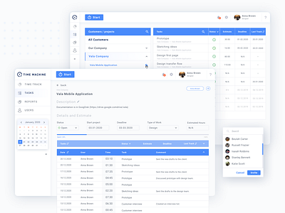 Tasks Management add users calendar ui dashboard deadline design estimate interface list logo product design sidebar status task list task manager time management timeline track users ux ui web app