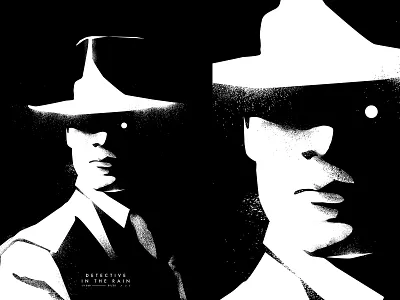 Detective abstract blackandwhite composition detective illustration laconic man man illustration minimal poster poster a day poster art rain texture