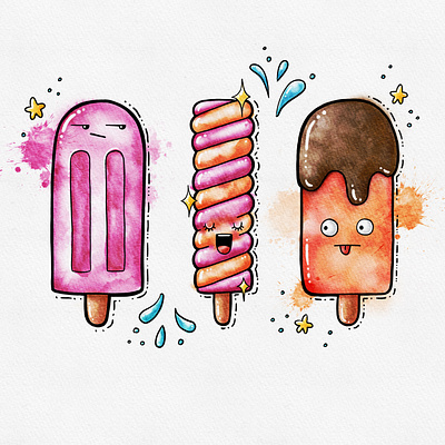 Popsicles doodle doodle art doodleart illustration procreate watercolor