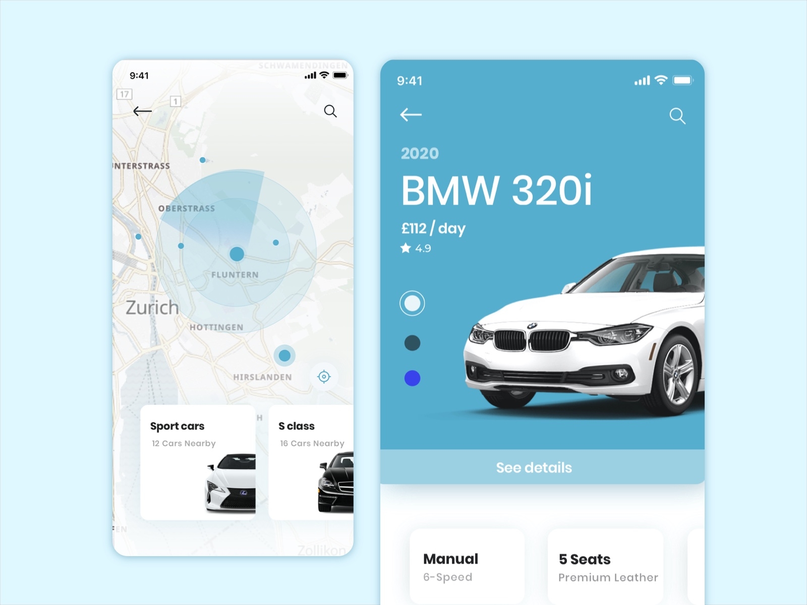 Car rental concept app automotive car clean clear design dailyui graphics sketch ui ux vehicle