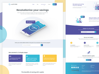 Jupiter Savings Marketing Website app clean finance fintech gradient jupiter landing page marketing marketing site savings ui website
