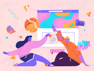 Design Systems characters clean illustration pattern procreate story