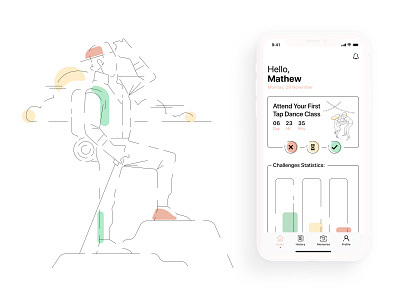 Challenge_Me_App challenges clean design green illustration minimalism mobile app motivations red uxui white yellow