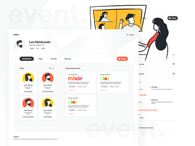 event flat illustration interface sketch ui web website