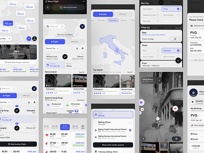 Travel Concept Application (Light) app application behance booking bookings concept design flights hotel map places platform share sketch travel travel app traveling trip ui