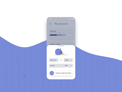 Transaction overlay app awesome bank bank app clean money piggybank simple swipe transaction ui vector