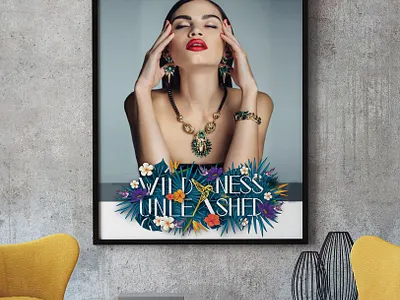 Tropical Jewelry Ad 3d adobe artistic bird of paradise branding concept design exotic illustration jewel jewelry luxury brand typography