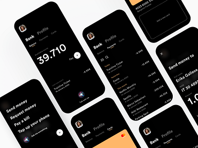 Minimal Bank App app bank banking black card creative dark mode dashboard design dribbble finance ios minimal ui ux