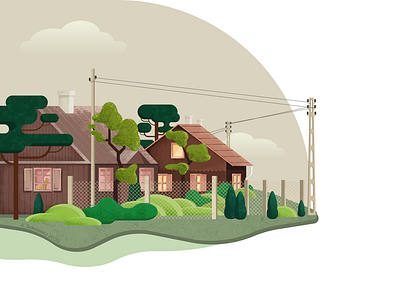 Houses house illustration landscape nature scenery