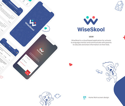 WiseSkool app design illustration logo mobile ui ux