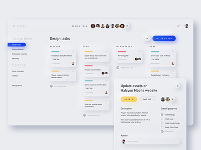 Task Manager Concept - Neumorphism app clean clean ui collaborative dashboard design gray jira minimal neumorphic neumorphism task task manager team todo trello ui ux web white