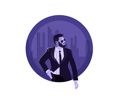 The Bodyguard blue characterdesign design digital drawing dribbbleshot gun illustration man minimal sunglass ui uiuxdesign vector vector art vector illustration