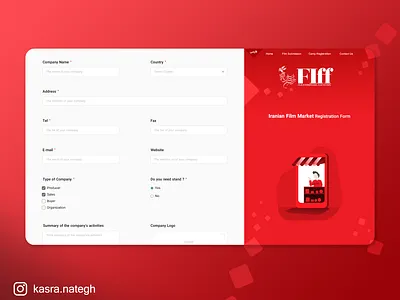 Registration Form adobexd design film festival form design illustration landing page market material design product red text ui uidesign uiux ux xd