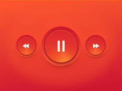 Player Buttons design interface ios mobile orange player realistic realistic mockup red skeuomorphism ui ux vector