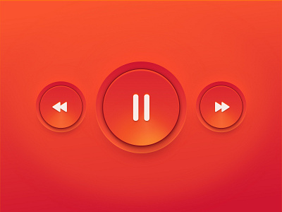 Player Buttons design interface ios mobile orange player realistic realistic mockup red skeuomorphism ui ux vector