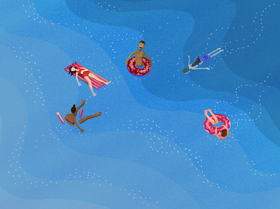 5 Ocean Bathers Editorial Image Illustration design digital illustration donut editorial illustration illustration interface joker ocean shark swimmers