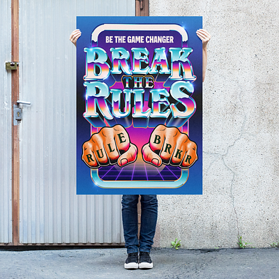 BREAK THE RULES art design illustration lettering psychedelic retro type typography vector vintage