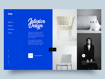 Interior design adobe xd blue concept flat furniture homepage interface interior interior design minimal ui ux website white