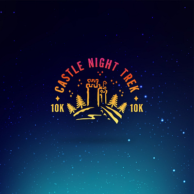 Castle Night Trek charity event branding castle charity charity event design dusk gradient icon identity illustration logo logo design night photography sunset trek trekking twilight typography vector