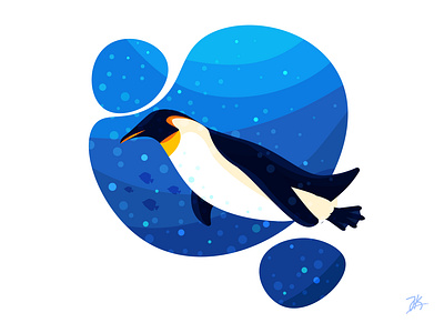 The Penguin aqua art bird character illustration minimal night penguin sea