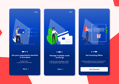 Onboarding Screens app app design app designer app ui design app ui ux blue blue and white classy clean design get started illustration mobile ui onboard onboarding onboarding screen onboarding screens onboarding ui ui vectorart