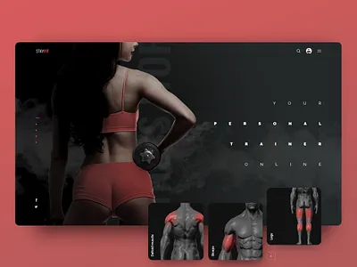 Personal Online Training Platform banner black design fitness health homepage sport training website workout
