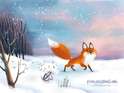 Fox animal bush dawn dusk fox nature snow storm tree weather wild winter wood woods