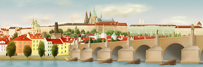 Prague, the Mother of Cities adobe illustrator adobe photoshop charles bridge city czech republic flat grain graphic design illustration illustrator old town photoshop prague prague castle river roofs skyline vector