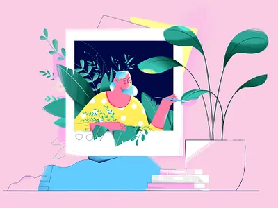 Painter 2d animation books brand branding brush character design girl illustration job noice paint plants sale texture ui vector women work