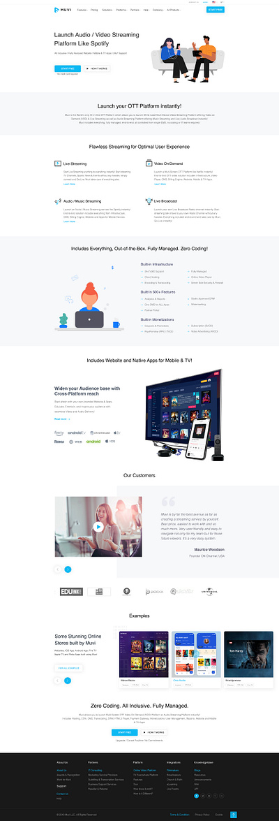 Landing page for Muvi branding typography ui ux website