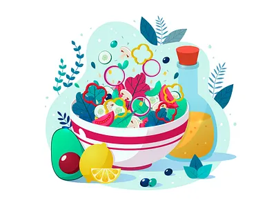 Vegetable salad adobe illustrator breakfast design food food and drink food app graphic healthy food illustraion illustration salad vector vector art vectorart