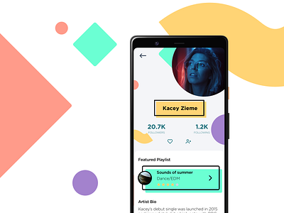 Daily UI 006 - User Profile - Artist Profile app colour concept dailyui dailyui006 shapes ui uiux user userprofile