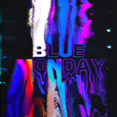 Blue Monday - Type Experiment. abstract blue monday colourful distressed font glitch glitch art glitch effect glitchy grain grain texture illustration monday photoshop stroke type type art typogaphy typographic