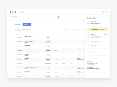 Orders (SaaS Web app) analytics artificial intelligence clean crypto dashboard ecommerce fintech interface logistics minimal minimalistic orders prototype saas software track ui ux user experience designer web app web design