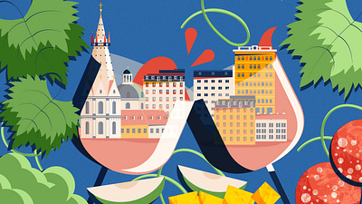Vineyards in Vienna: Header austria design editorial editorial illustration food illustration illustrator minimal vector wine