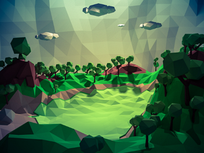 Green lake illustration 3d blender forest greenlake illustration low poly modelling nature water