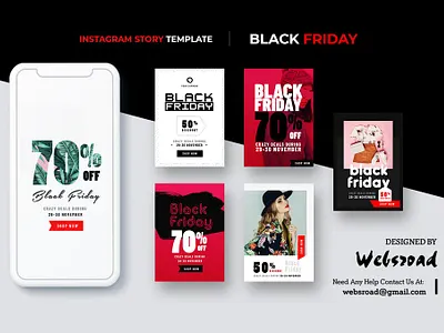 Black Friday Instagram Story Feed Templates | websroad ads advertisement banner brand discount facebook fashion feed instagram marketing media mobile news product promotion sales shop social story template