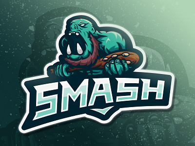 Smash design esport esport logo fantasy illustrator logo mascot mascot design orc ork sports logo troll vector warcraft warhammer