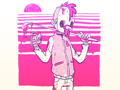 Hotline Miami Sketch 80s 8bit blake stevenson character design chicken golf club illustration indie game jacket jam jetpacks and rollerskates mask retro sketch skull sunset videogame violent wip