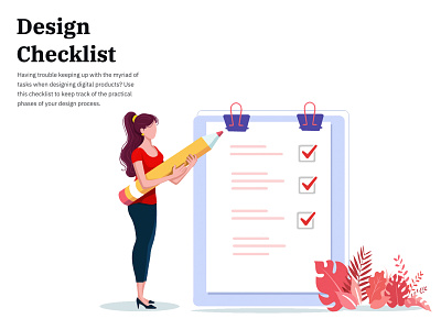 Design checklist art board business branding character checklist checkmark clip clipboard concept design girl not paper paper pencil questionnaire success survey task