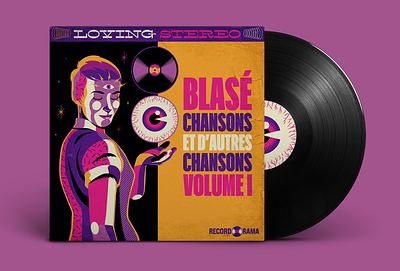 Blasé Chansons album art color cover design illustration music psychedelic retro type typography vector vintage